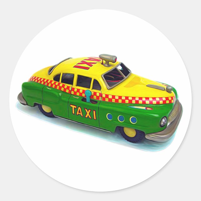 ROND RETRO TAXI CAB STICKER (Devant)