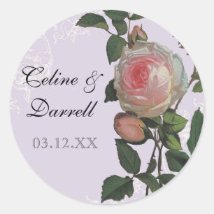 Rond Rose botanique, Sticker Mariage Lilac ou Sceau