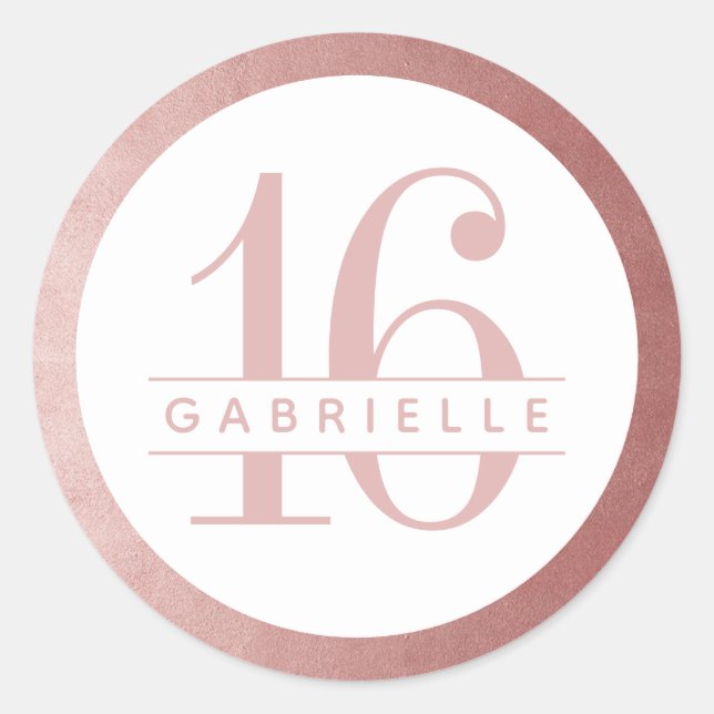 Rond Rose Gold rose Anniversaire Favoriser Sticker Étiq (Devant)