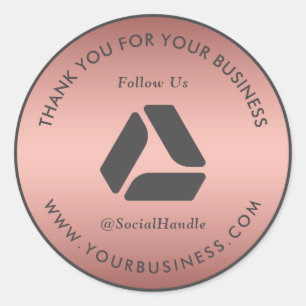 Rond Rosegold & Grey Sticker LOGO Merci