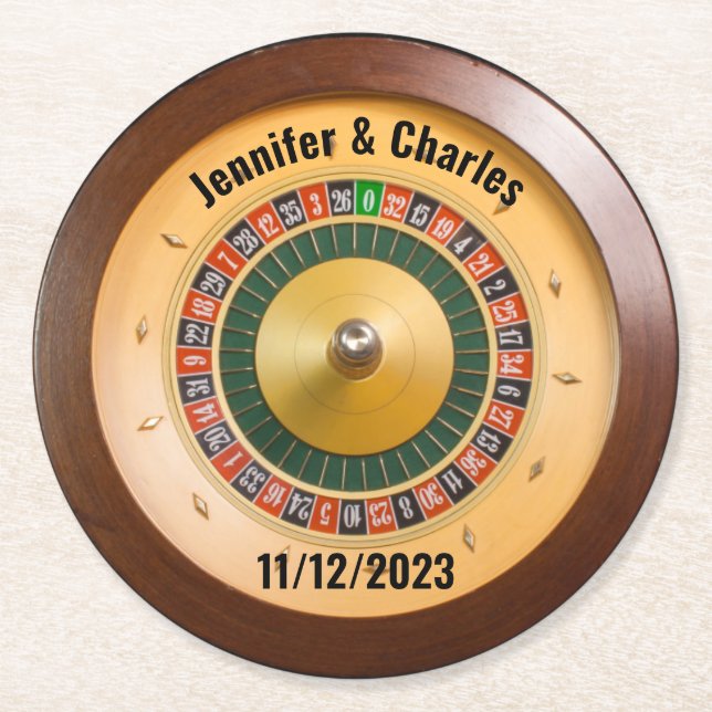Rond Roulette Casino Dessous de verre Mariage à thème (Devant)