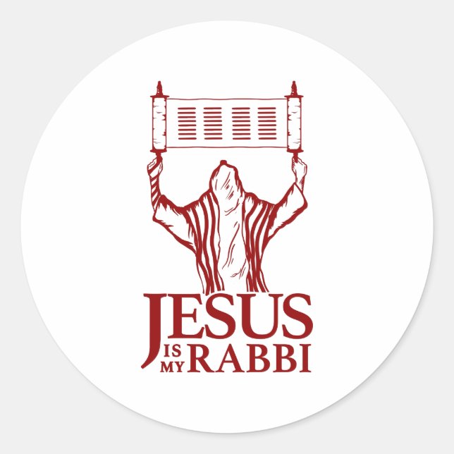 Rond Round Jesus Est Mon Sticker Rabbi (Devant)