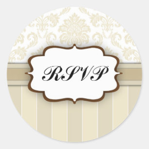 Rond RSVP - Sticker en damas beige