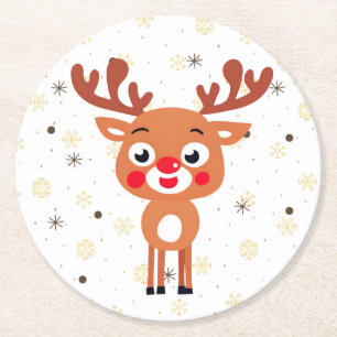 Rond Rudolph Red Nose Reindeer Dessous de verre papier