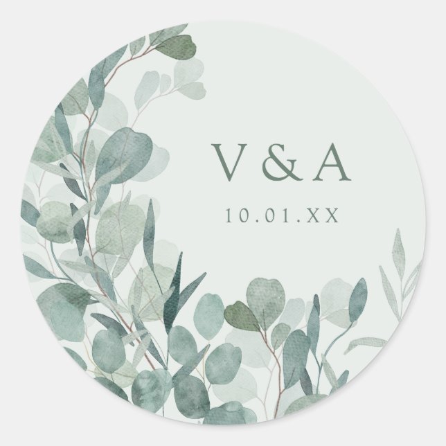 Rond Sage Eucalyptus Mariage Sticker (Devant)