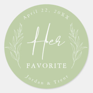 Rond Sage Green Son Mariage favori Favor Sticker
