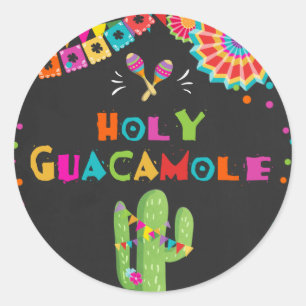 Rond Sainte Guacamole fiesta faveur tag Sticker Cactus