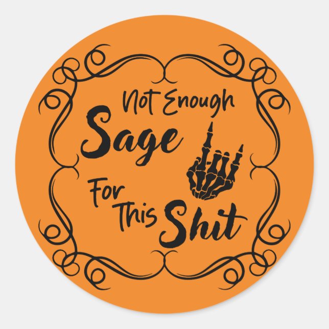 Rond Sassy Halloween Sage Skeleton Sticker (Devant)
