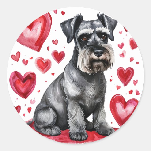 Rond Schnauzer & Hearts Sticker (Devant)