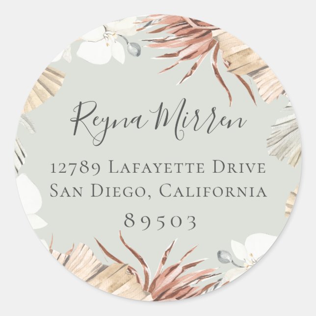 Rond Séché Boho Wreath Return Adresse Sticker (Devant)