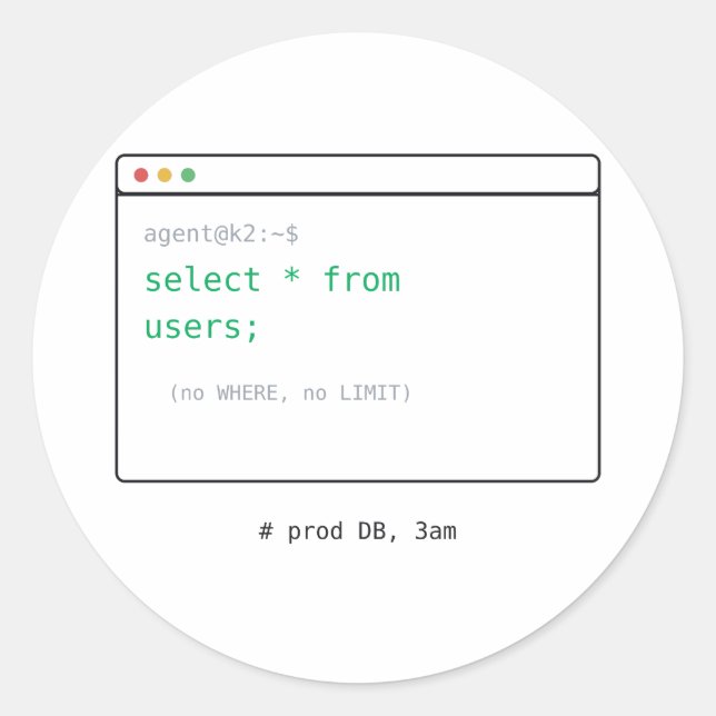 Rond SELECT * FROM Users - Dev Sticker Gift (Devant)