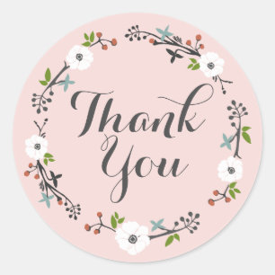 Rond Serre de fleur rose   Merci Sticker