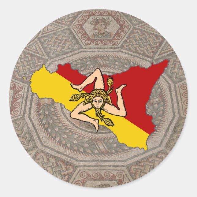Rond Sicile Trinacria Sticker en mosaïque (Devant)