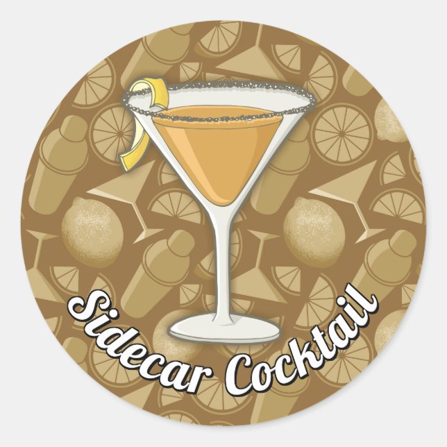 Rond Sidecar Cocktail Sticker Classic Round (Devant)