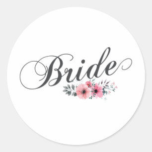 Rond Simple et élégant mariée rose floral Sticker