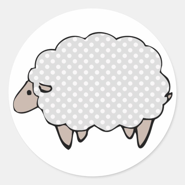 Rond Simplistic Polkadot Grey Sheep Sticker (Devant)