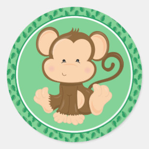 Rond Singe   Baby Safari Animaux Classic Round Sticker