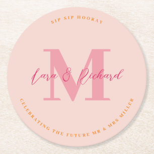 Rond Sip Sip Hooray Mariage Monogramme Dessous de verre