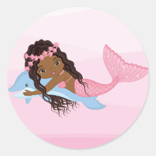 Rond Sirène afro-américaine avec sticker pour dauphin