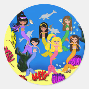 Rond Sirènes en Océan avec Sticker Dolphins