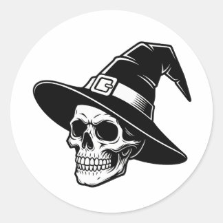 Rond Skull Witch Hat Gothic Art - sticker