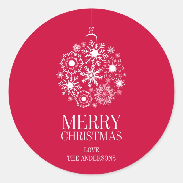Rond Snowflake Orament Joyeux Sticker de Noël (Devant)