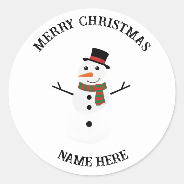 Rond Snowman Holiday Sticker | Custom Christmas Gift  (Devant)
