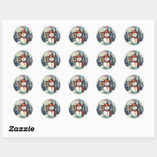 Rond Snowman Joyeux Sticker de Noël