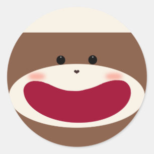 Rond Sock Monkey Boy Sticker