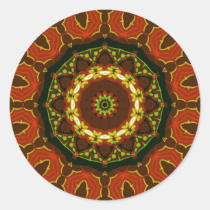 Rond SolarFire : Sticker d'art géométrique Batik Floral