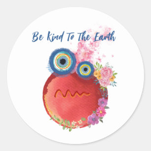 Rond Soyez Gentil Au Sticker Arrondi Classic Earth