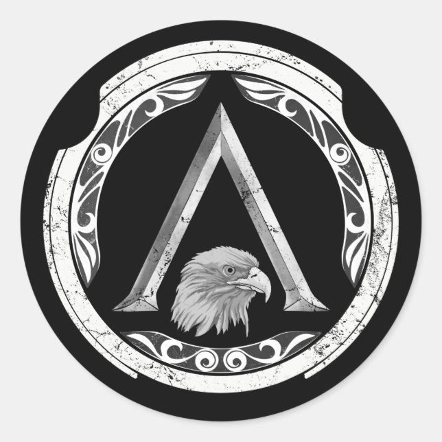 Rond Spartan Eagle Greek Shield Classic Round Sticker (Devant)