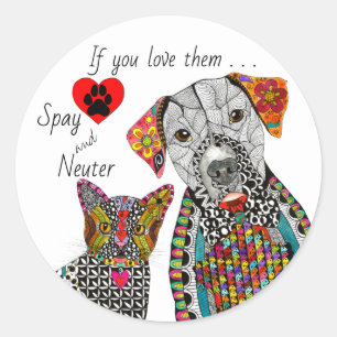 Rond Spay mignon et coloré et Sticker Neuter