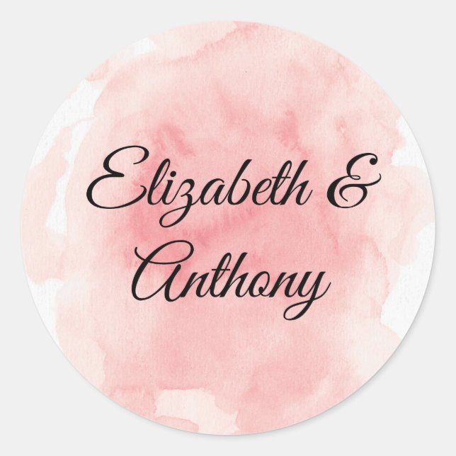 Rond Splash Sticker Faire-part de mariage rose (Devant)