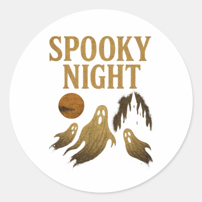 Rond Spooky Night Sticker Halloween Gothic Design  (Devant)