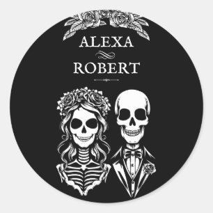 Rond Squelette gothique rose couple mariage Sticker