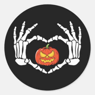 Rond Squelette Mains avec Sticker Citrouille