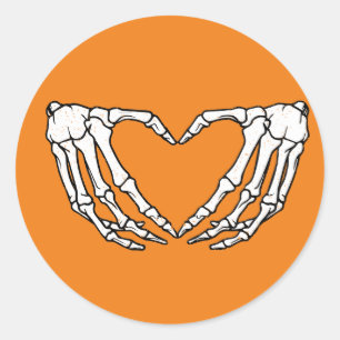 Rond Squelette Mains Coeur Sticker forme