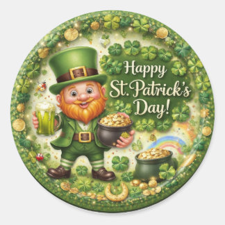 Rond St. Patrick’s Day Leprechaun Sticker Set