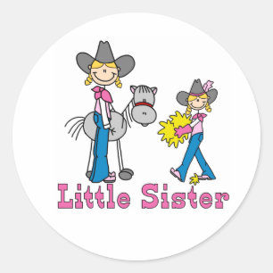 Rond Stick Cowgirls Little Sister Classic Round Sticker