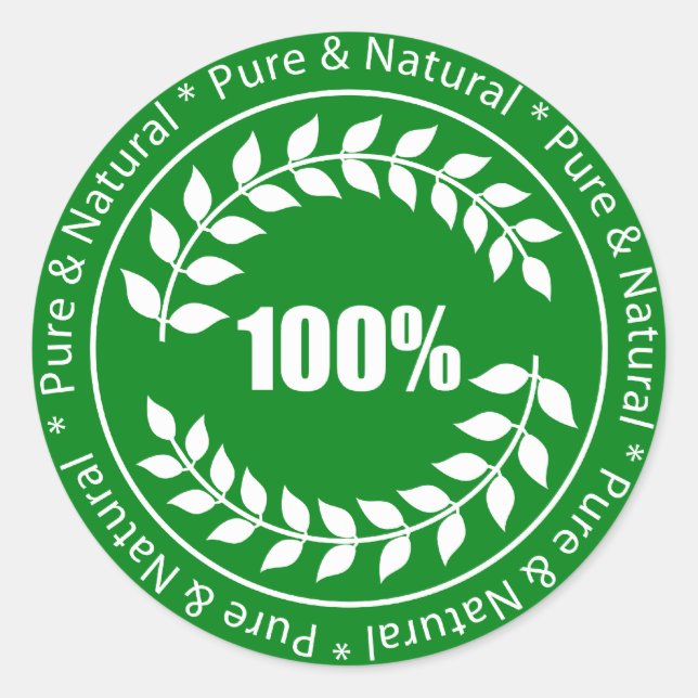 Rond Sticker 100% Pur & Naturel (Devant)