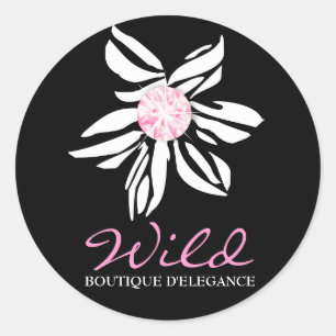 Rond Sticker 311 Wild Zebra Flower Black