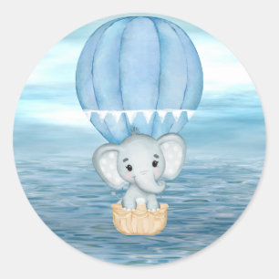 Rond Sticker à ballon à air chaud Blue Elephant