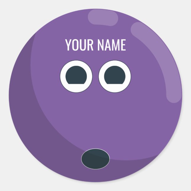 Rond Sticker à bille de Bowling personnalisé | Violet (Devant)