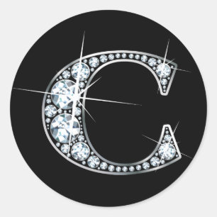 Rond Sticker à bille de diamant "C"