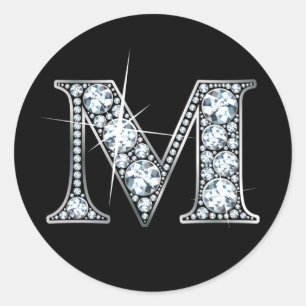 Rond Sticker à bille de diamant "M"