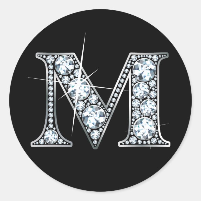 Rond Sticker à bille de diamant "M" (Devant)