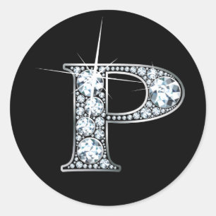 Rond Sticker à bille de diamant "P"