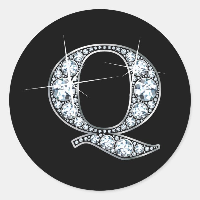Rond Sticker à bille de diamant "Q" (Devant)