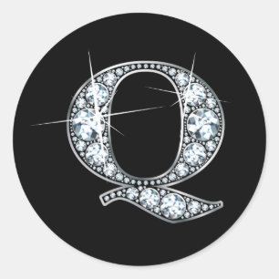 Rond Sticker à bille de diamant "Q"